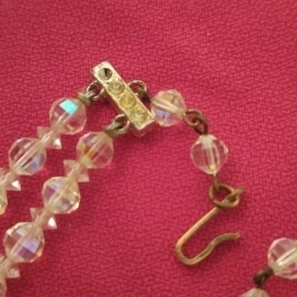Vtg LOT of 2 AB Rock Crystal Chokers Double Strand and Single Strand - Picture 10 of 13